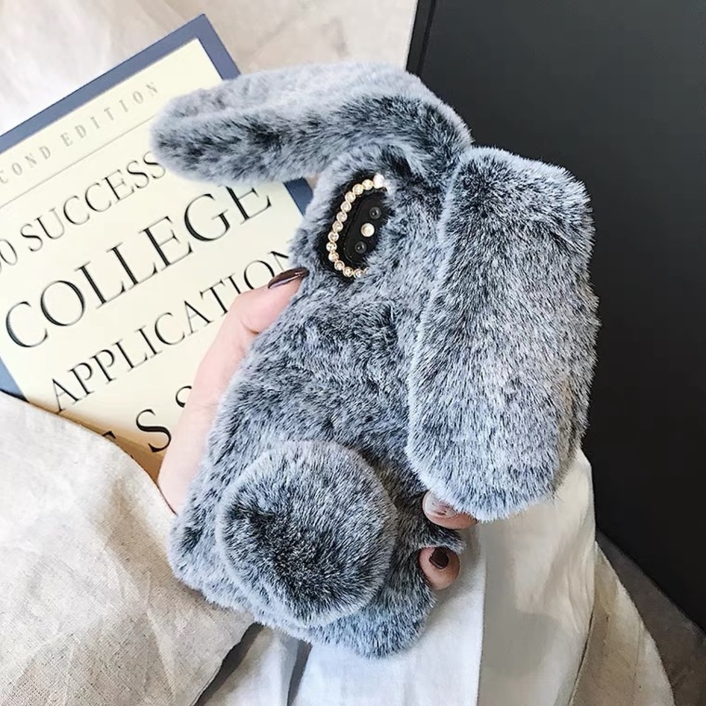 iPhone XR/XS/7/8/+ Soft Faux Fur Bunny Phone Case